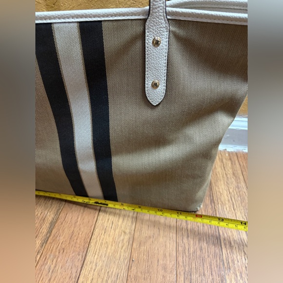 Coach Beige and Cream Stripe Tote - Picture 4 of 11